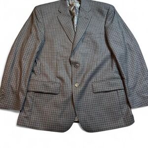 Turnbury gray checkered plaid 100% wool blazer size 40S‎